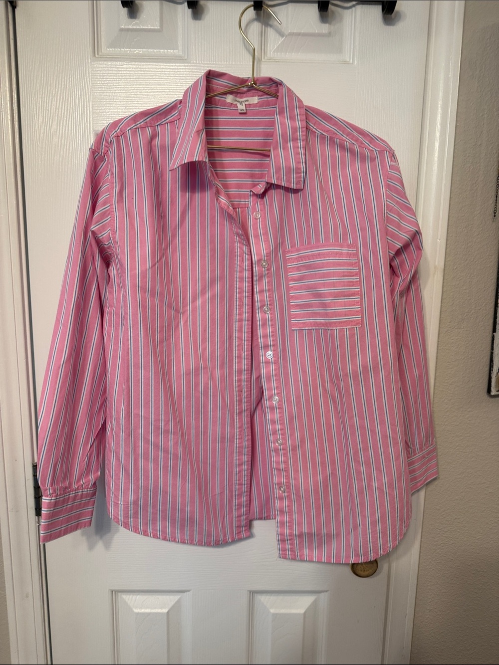 Maurices Pink Striped Button-Down Shirt